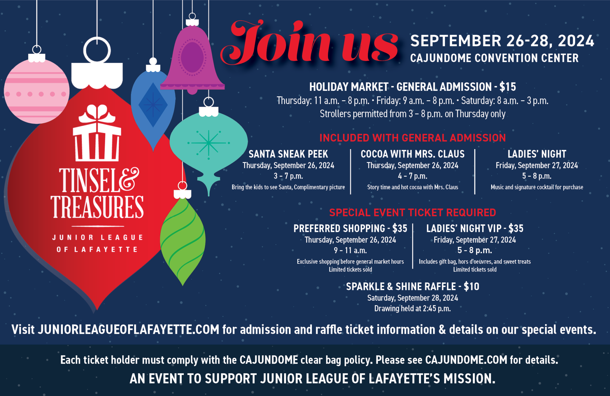 2024 Tinsel & Treasures Holiday Market Junior League of Lafayette