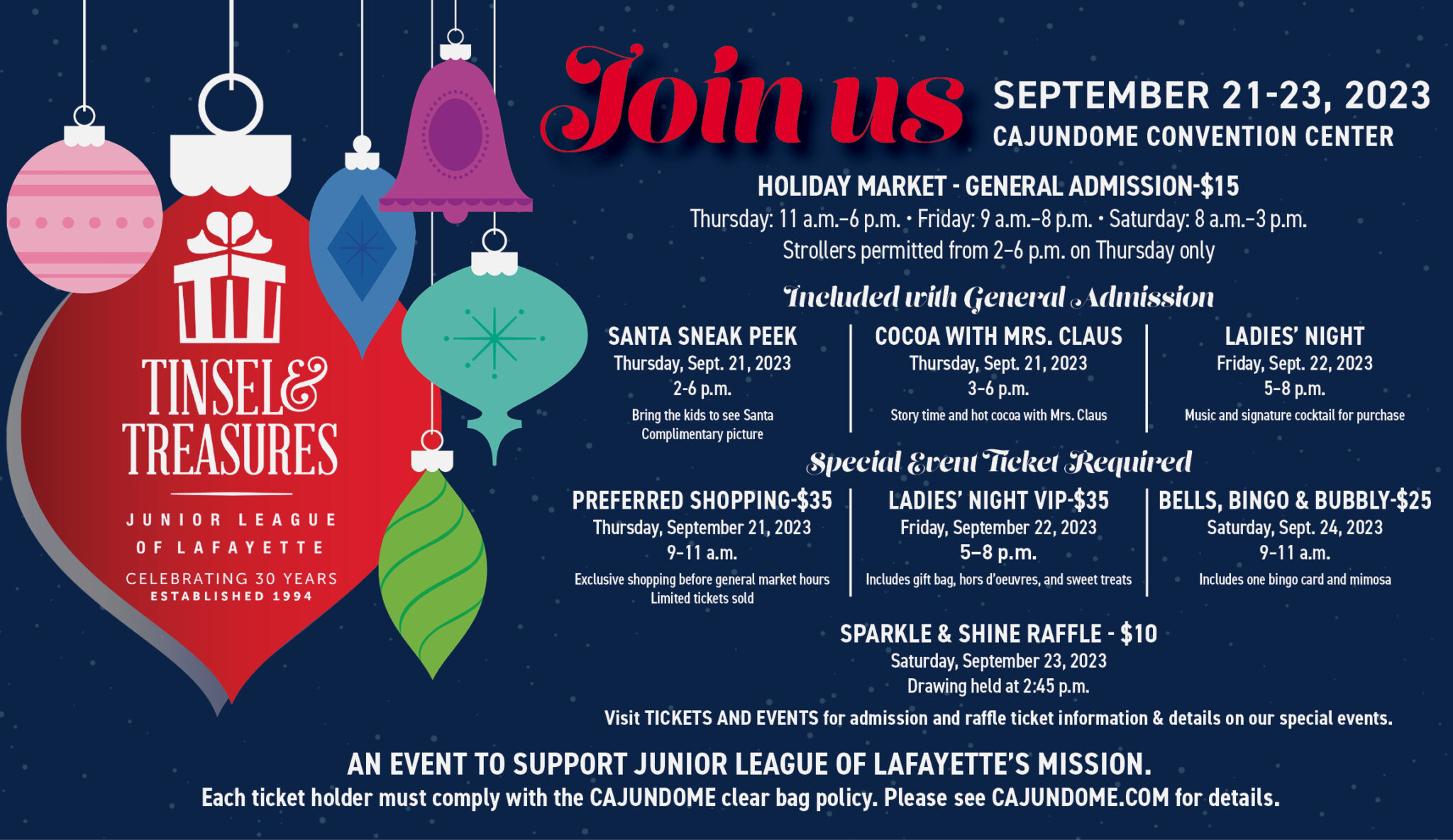 2023 Tinsel & Treasures Holiday Market Junior League of Lafayette